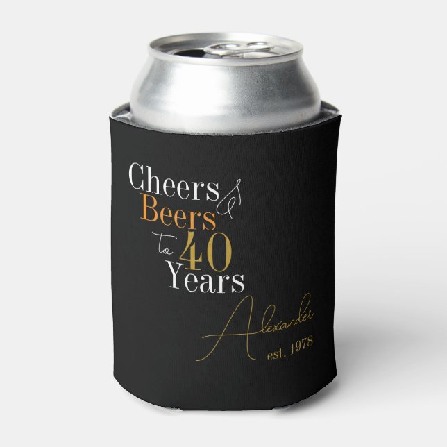 40th Birthday Cheers and Beers Personalised Can Cooler (Can Front)