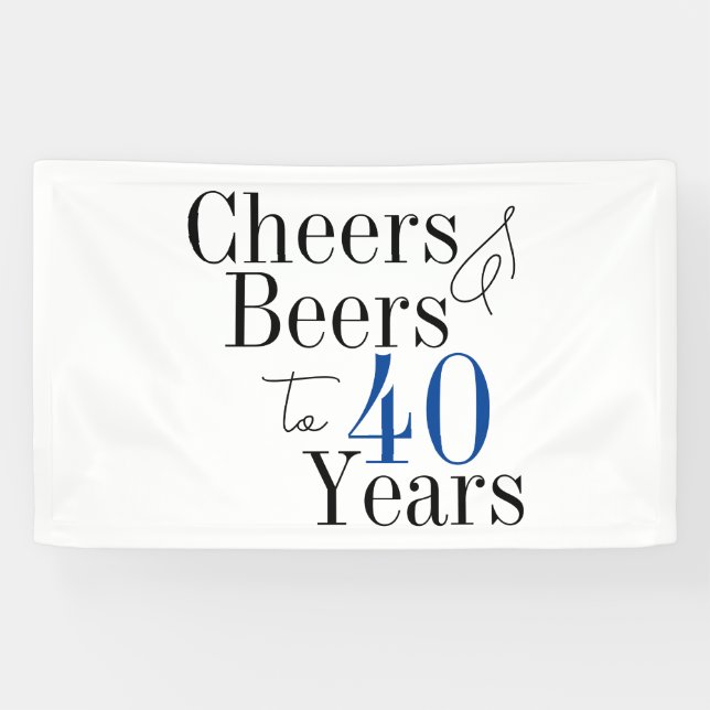 40th Birthday Cheers and Beers Typography Party Banner (Horizontal)
