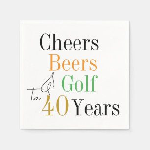 40th Birthday Cheers Beers Golf Birthday Party Napkin