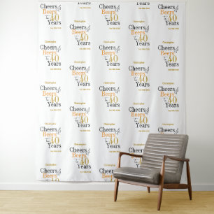 40th Birthday Cheers Beers Minimal Party Backdrop Tapestry