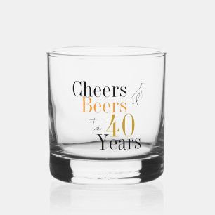 40th Birthday Cheers Beers Minimal Party Whiskey Glass