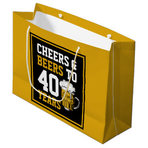 40th Birthday Cheers & Beers to 40 Years Large Gift Bag