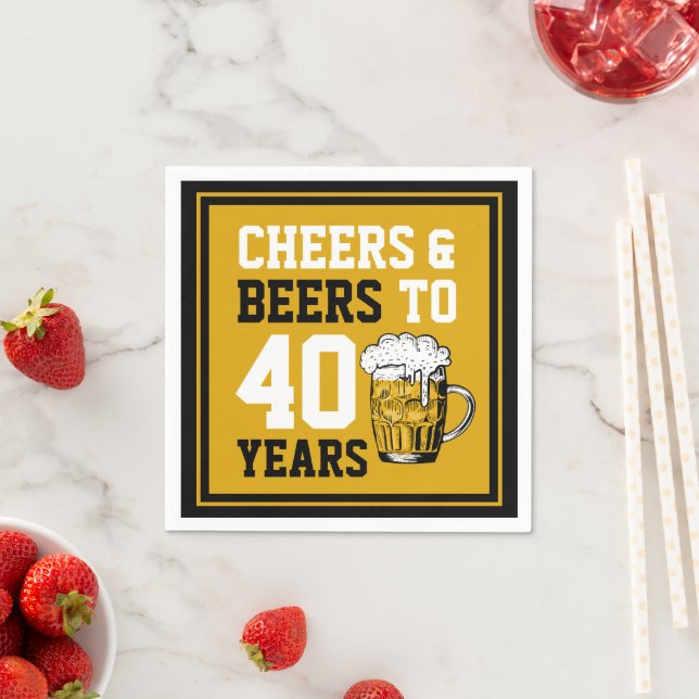 40th Birthday Cheers & Beers to 40 Years Napkin (Insitu)