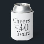 40th Birthday Cheers Black and White Party Favour Can Cooler<br><div class="desc">This is a cool and modern, 40th birthday party design. It is a simple, stylish design, in minimal black and white. Perfect for an cool and fun, 40th birthday party or celebration and ideal as a birthday gift, party accessory, keepsake or party favour. This design is fully customisable, simply use...</div>