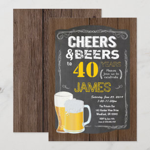 40th birthday, Cheers to 40 years beer party Invitation