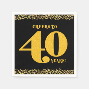 40th Birthday Cheers to 40 Years Gold Glitter  Napkin