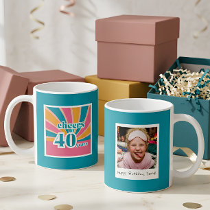 40th Birthday Cheers to 40 years teal Coffee Mug