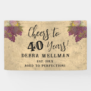 40th Birthday Cheers to 40 Years Vineyard Birthday Banner
