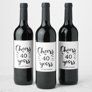 40th Birthday - Cheers to 40 Years Wine Label