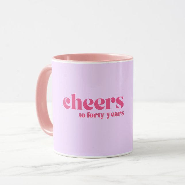 40th birthday, "cheers to forty years" purple  mug (Front Left)