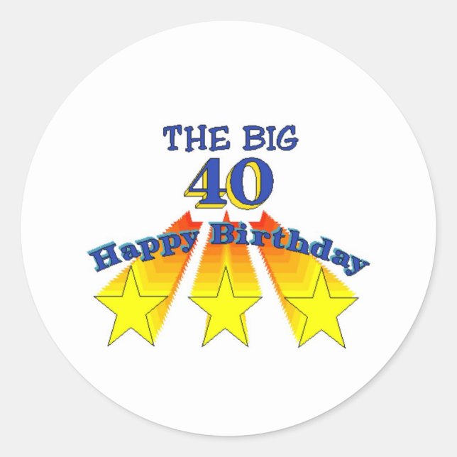 40th Birthday Classic Round Sticker (Front)