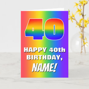 40th Birthday: Colorful, Fun Rainbow Pattern # 40 Card
