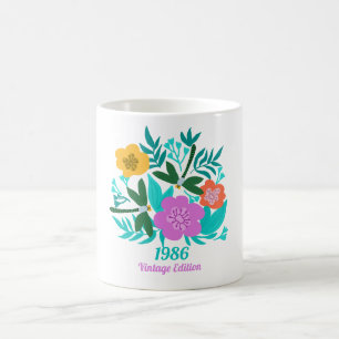 40th birthday colourful modern floral elegant  coffee mug