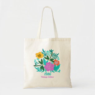 40th birthday colourful modern floral elegant tote bag
