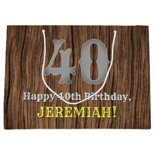 40th Birthday: Country Western Inspired Look, Name Large Gift Bag