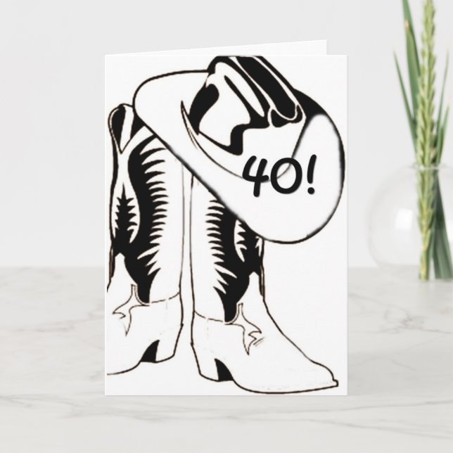 "40th" BIRTHDAY COUNTRY WESTERN STYLE Card (Front)