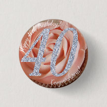 40th Birthday Cupcake 3 Cm Round Badge