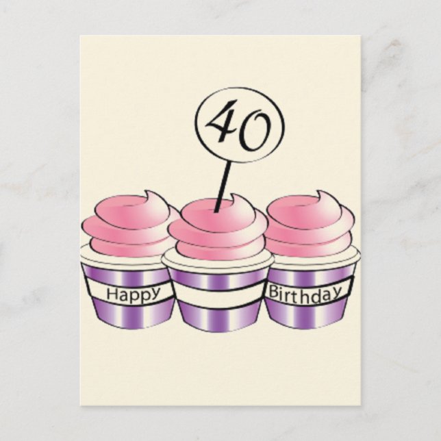 40th Birthday Cupcakes Postcard (Front)