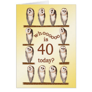 40th birthday, Curious owls card.
