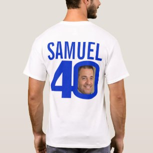 40th birthday custom name and photo template blue T-Shirt