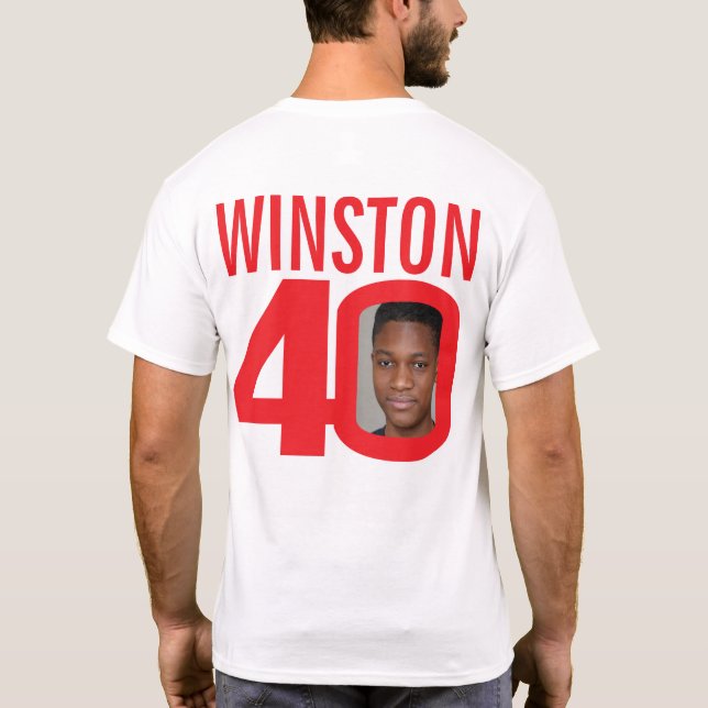 40th birthday custom name and photo template red T-Shirt (Back)
