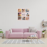 40th birthday custom photo collage rose gold name faux canvas print<br><div class="desc">A unique 40th birthday gift or keepsake, celebrating her life with a collage of 8 of your photos. Add images of her family, friends, pets, hobbies or dream travel destination. Personalise and add a name, age 40 and a date. Grey and dark rose gold coloured letters. A chic black background....</div>