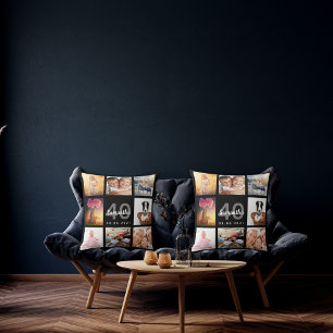 40th birthday custom photo collage woman black cushion