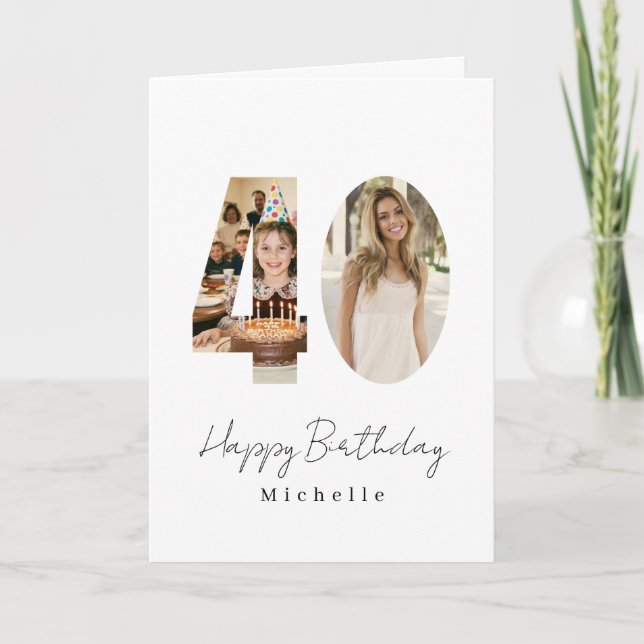 40th Birthday custom photo Greeting Card (Front)