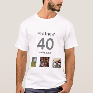 40th birthday custom photo monogram guy T-Shirt