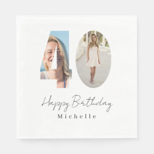 40th Birthday Custom Photo  Napkin