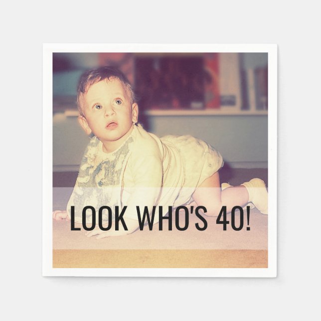 40th Birthday Custom Photo Napkins (Front)