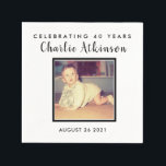 40th birthday custom photo napkins<br><div class="desc">40th birthday custom photo cocktail napkins. Perfect for adding a personal touch to bars and dessert tables that's guaranteed to create a talking point.</div>