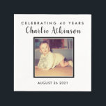 40th birthday custom photo napkins<br><div class="desc">40th birthday custom photo cocktail napkins. Perfect for adding a personal touch to bars and dessert tables that's guaranteed to create a talking point.</div>