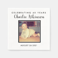 40th birthday custom photo napkins