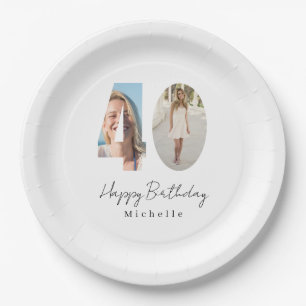 40th Birthday Custom Photo  Paper Plate