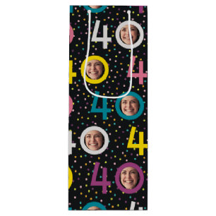 40th Birthday Customise Photo Wine Gift Bag