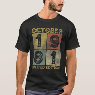40Th Birthday Decoration October 1981 Men Women 40 T-Shirt