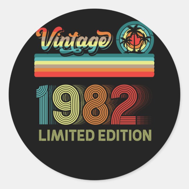 40th Birthday Decorations Men 40 Year Old 1982 Classic Round Sticker (Front)