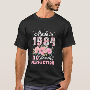 40th Birthday Decorations Women Floral 1984 40th B T-Shirt