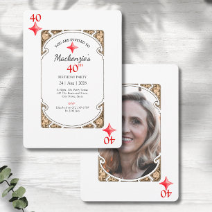 40th Birthday Diamond Playing Card Invitation