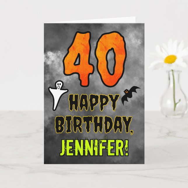 40th Birthday: Eerie Halloween Theme + Custom Name Card (Small Plant)