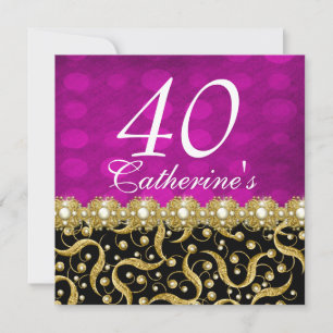 40th birthday elegant any age pink invitation