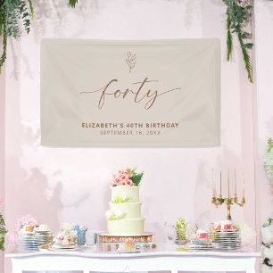 40th Birthday Elegant Minimal Boho Banner