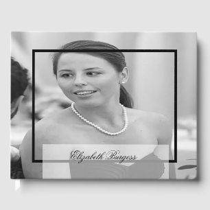 40th Birthday Elegant Personal  Monogram Photo Guest Book