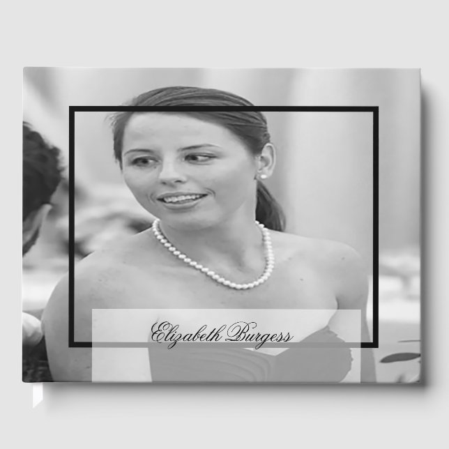 40th Birthday Elegant Personal  Monogram Photo Guest Book (Front)