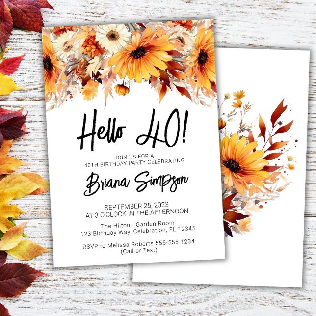 40th Birthday Fall Floral Invitation (Creator Uploaded)