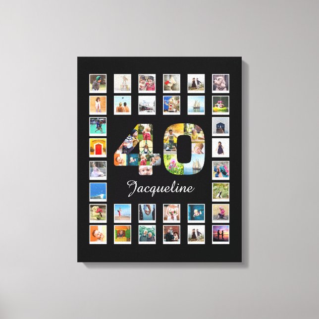 40th Birthday Family Photo Collage 47 Photographs Canvas Print (Front)