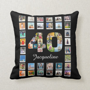40th Birthday Family Photo Collage 47 Photographs  Cushion