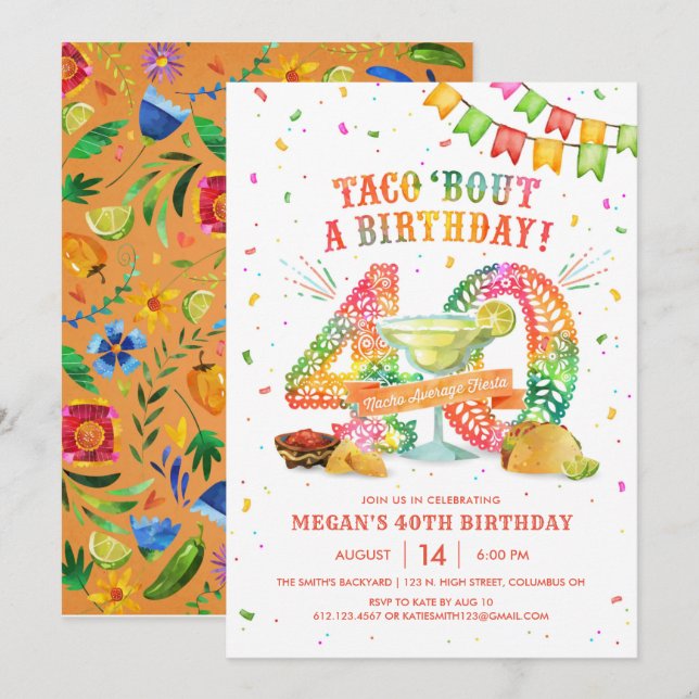 40th Birthday Fiesta Invitation (Front/Back)