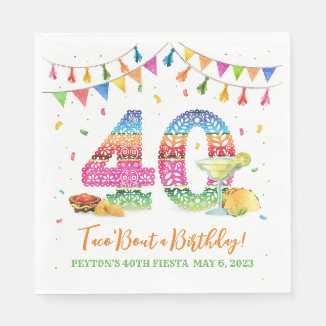 40th Birthday Fiesta Napkins (Front)